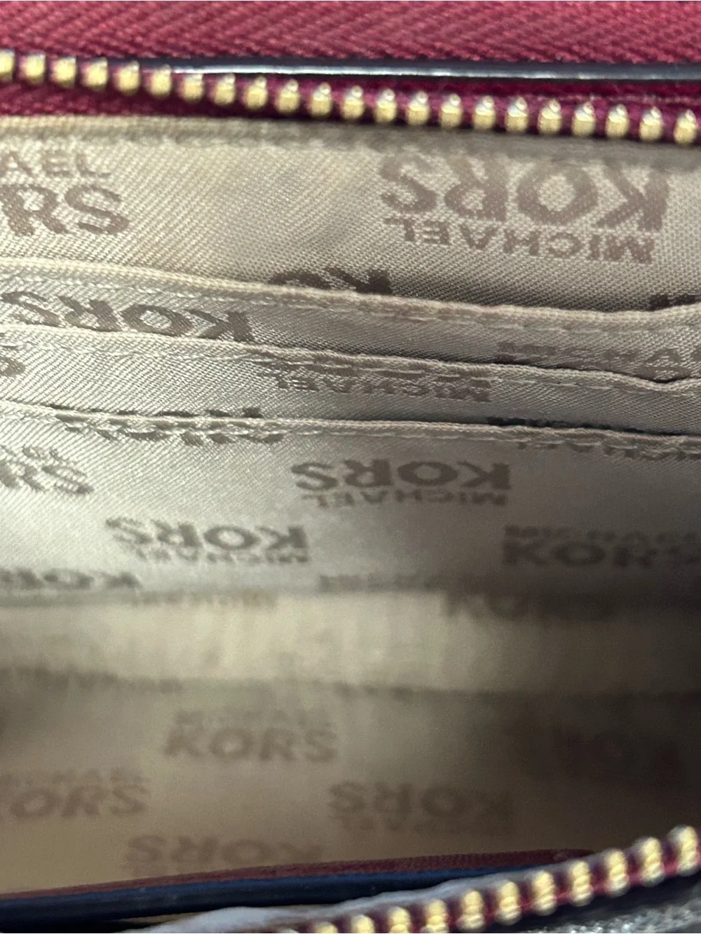 MICHAEL KORS Cherry Red Double-Zip Wristlet